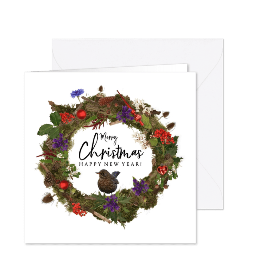 Kerstkaart kerstkrans natuur het bos - Kaartimpressie