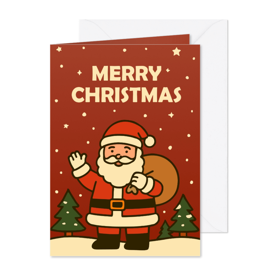 Kerstkaart kerstman Merry Christmas - Kaartimpressie