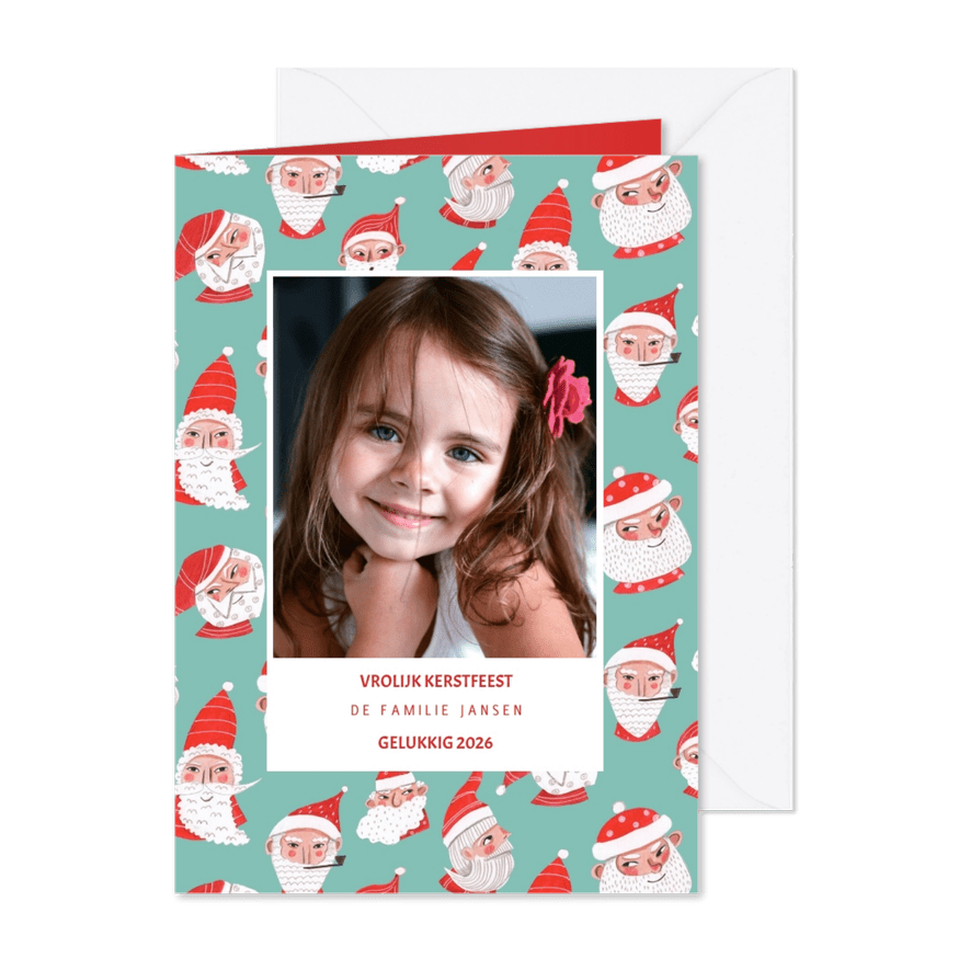 Kerstkaart kerstmannetjes - Kaartimpressie