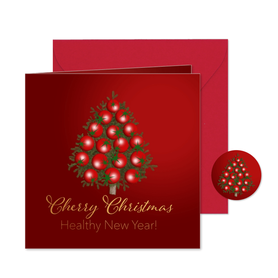 Kerstkaart kerstomaatjes kerstboom gezond - Kaartimpressie