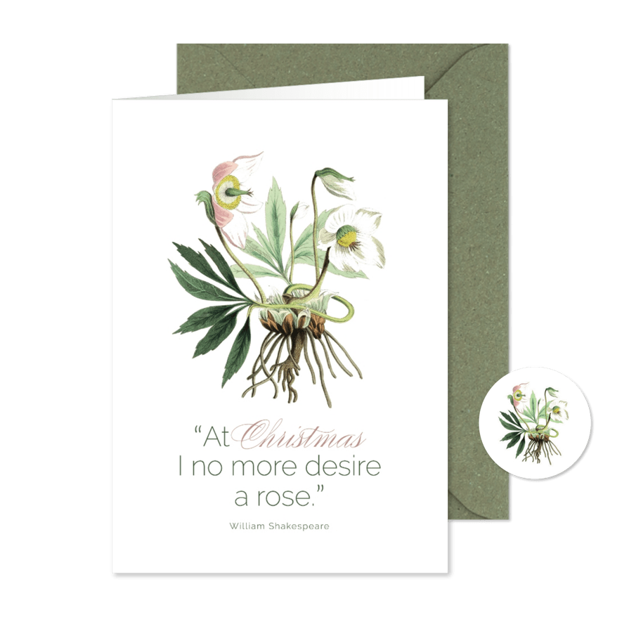 Kerstkaart kerstroos botanisch - Kaartimpressie