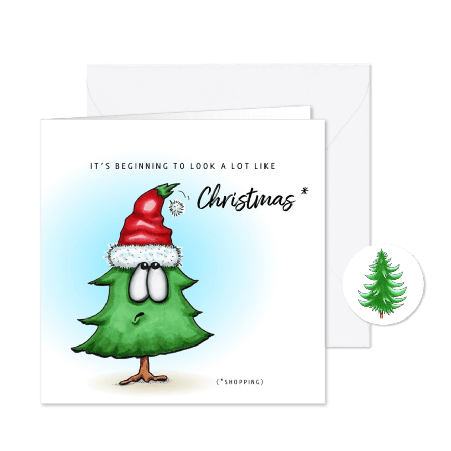 Kerstkaart Kerstshoppen - Kaartimpressie