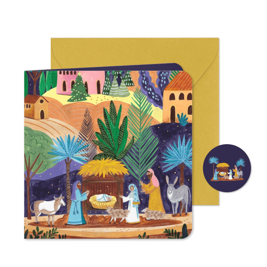 Kerstkaart kerststal met kindje Jezus - Kaartimpressie