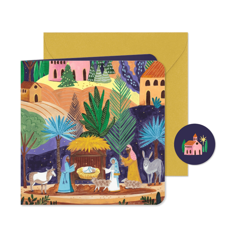 Kerstkaart kerststal met kindje Jezus - Kaartimpressie