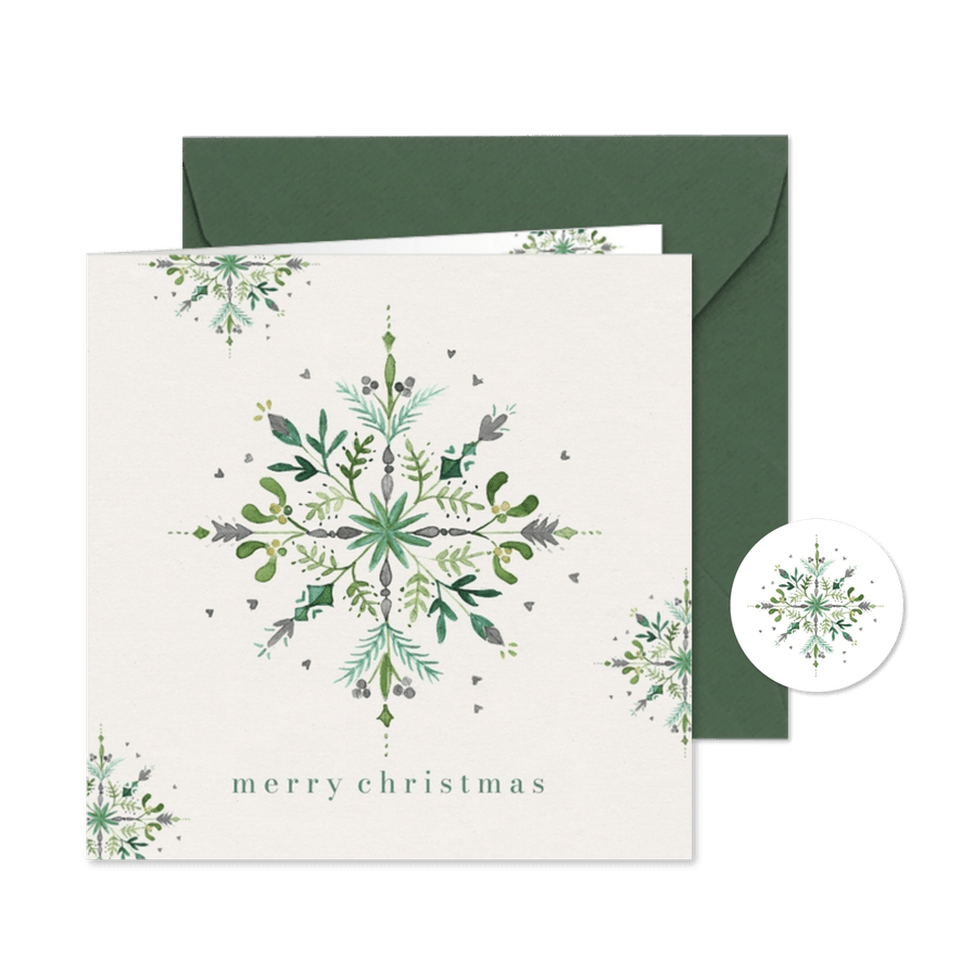 Kerstkaart kerstster aquarel  - Kaartimpressie