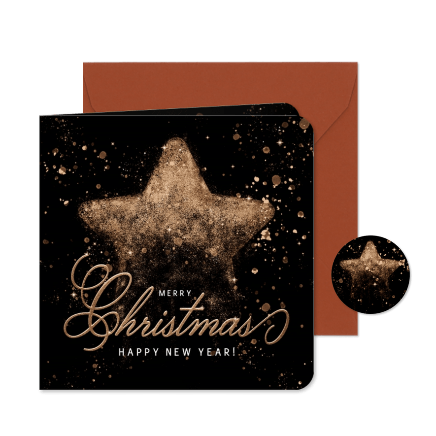 Kerstkaart kerstster sterrenstof koper - Kaartimpressie