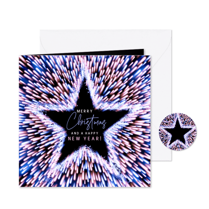 Kerstkaart kerstster vuurvonken - Kaartimpressie