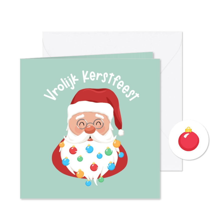 Kerstkaart kinderen vrolijk kerstfeest kerstman kerstballen - Kaartimpressie