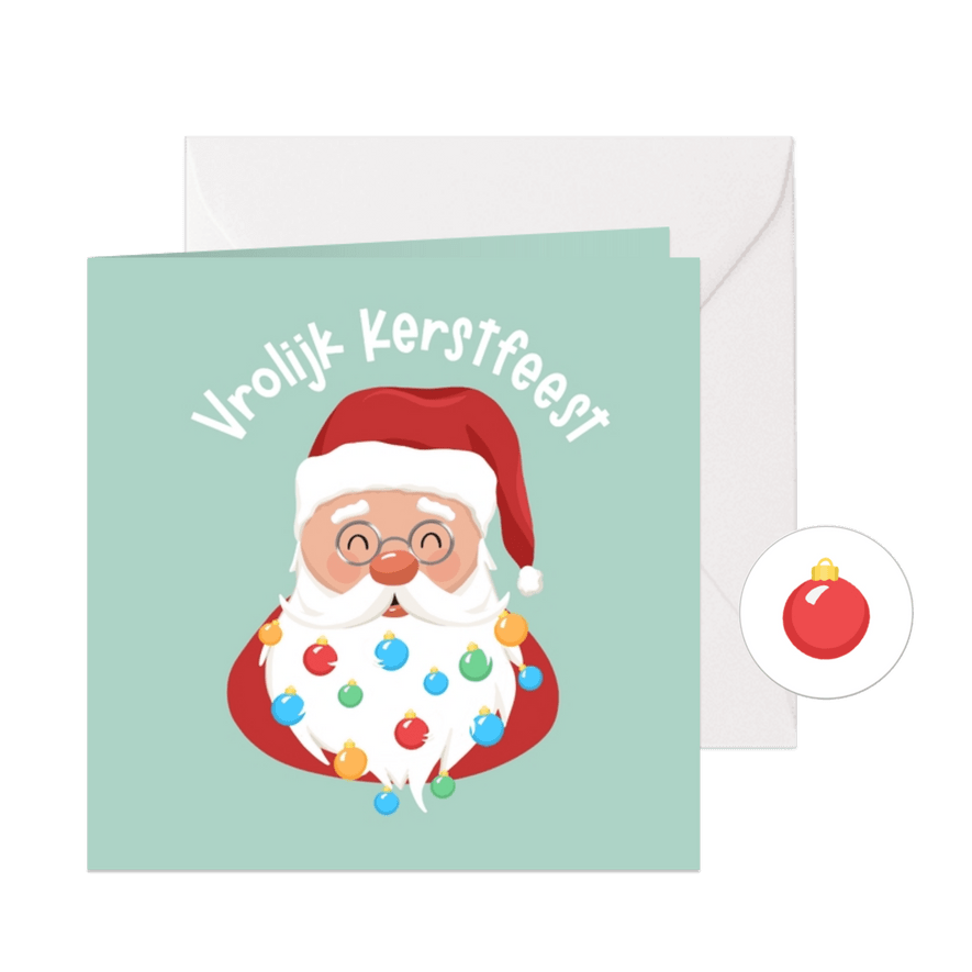 Kerstkaart kinderen vrolijk kerstfeest kerstman kerstballen - Kaartimpressie