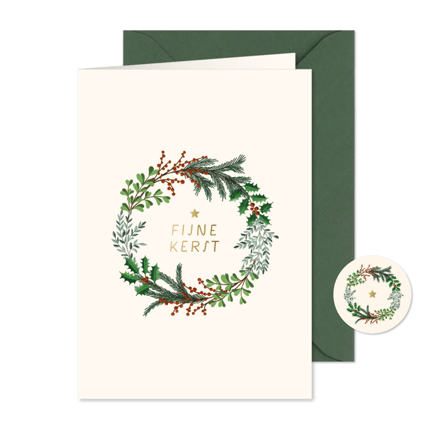 Kerstkaart klassieke kerstkrans - Kaartimpressie