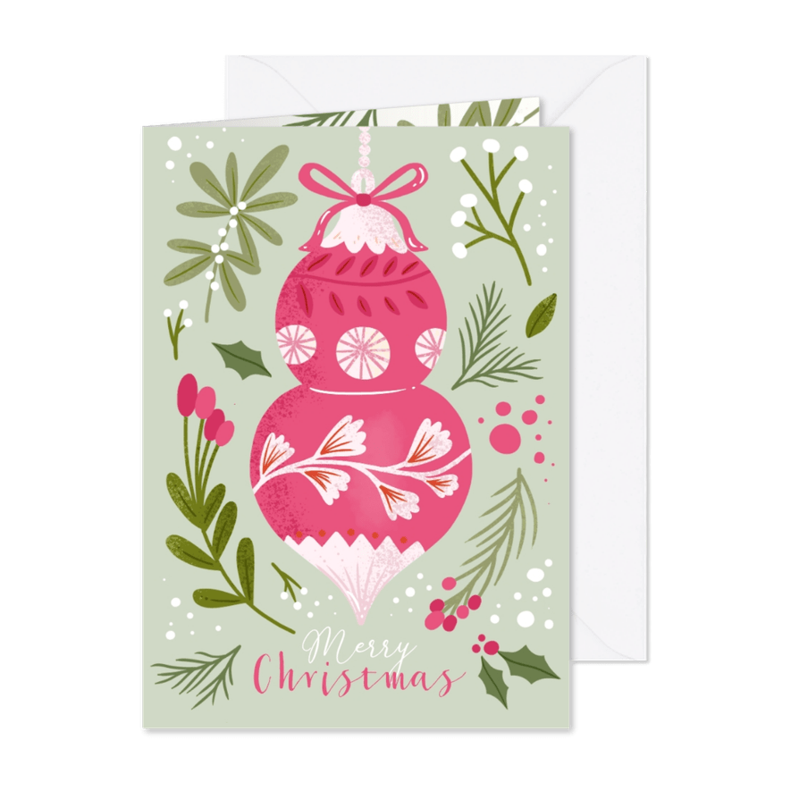 Kerstkaart kleurrijk ornament - Kaartimpressie