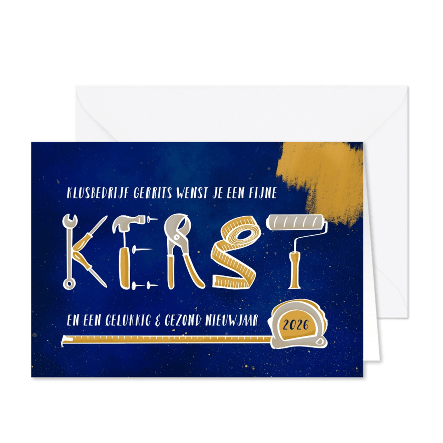 Kerstkaart klusgereedschap - Kaartimpressie