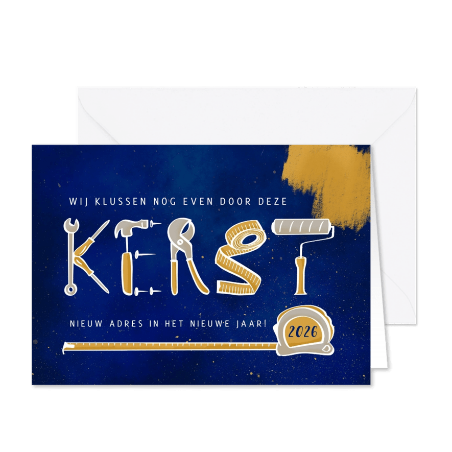 Kerstkaart klussen nieuw huis - Kaartimpressie