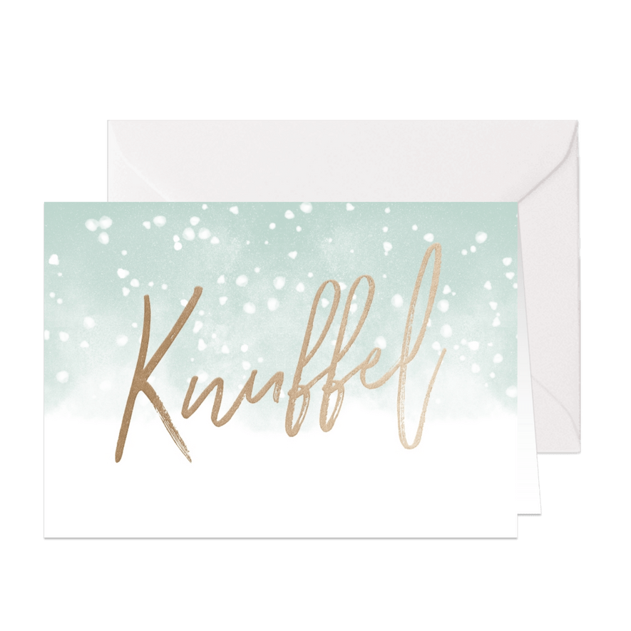 Kerstkaart Knuffel met waterverf en sneeuw - Kaartimpressie