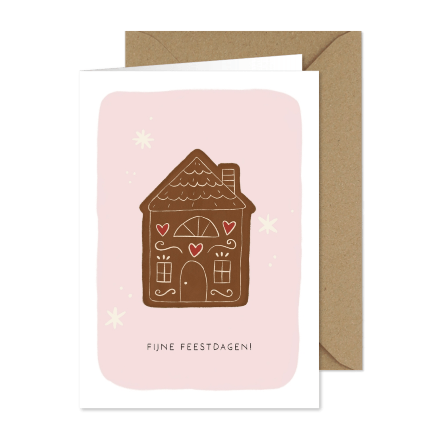 Kerstkaart knus en warm kersthuisje - Kaartimpressie
