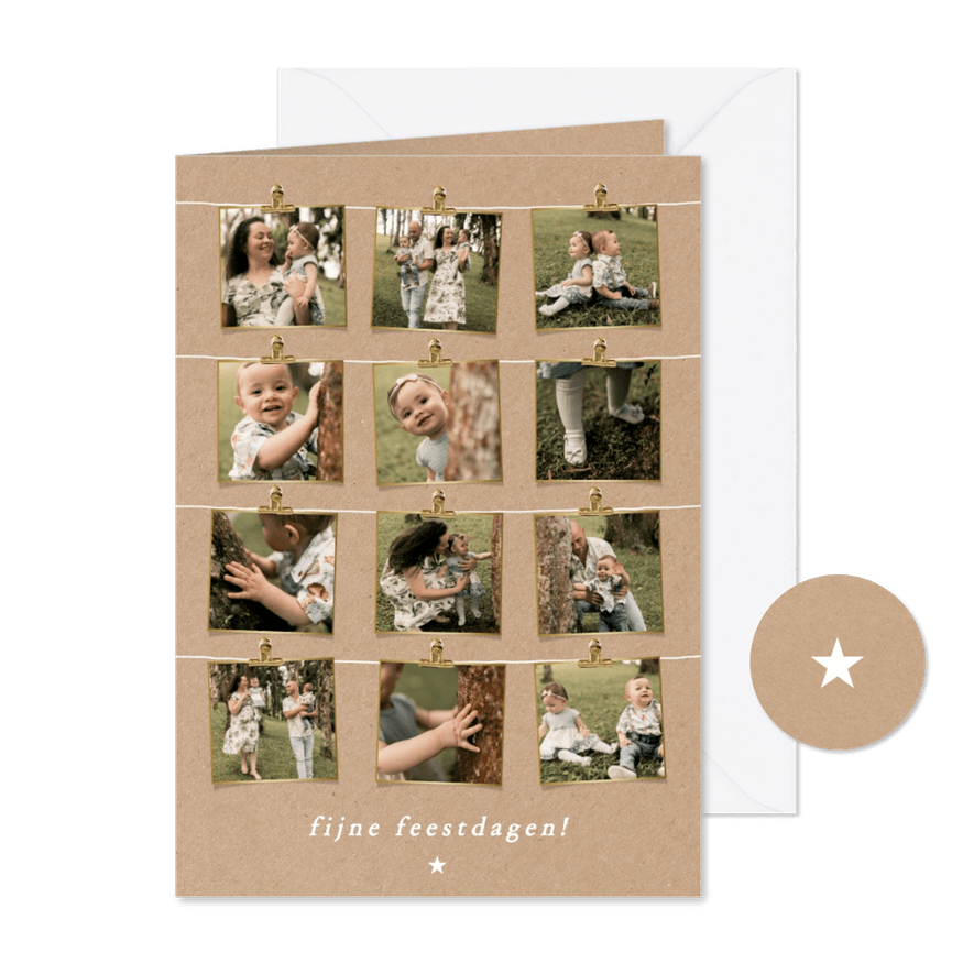 Kerstkaart kraft fotocollage jaaroverzicht fijne feestdagen - Kaartimpressie