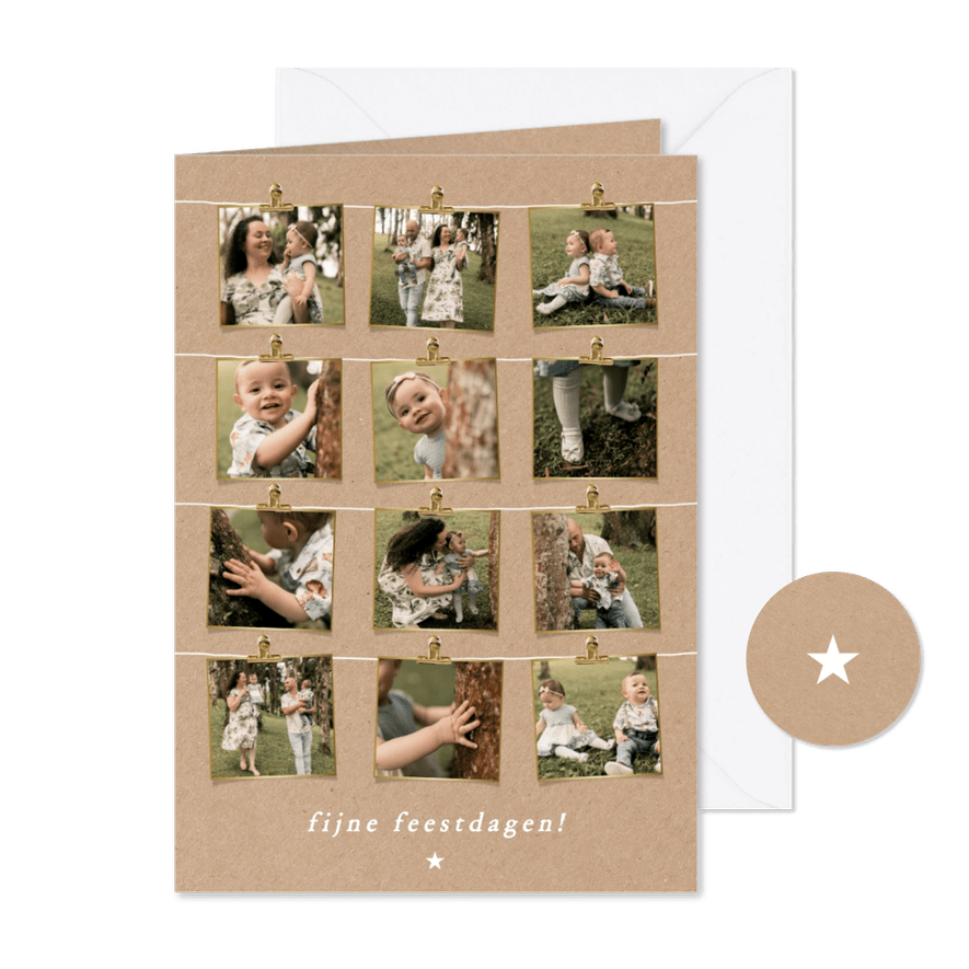 Kerstkaart kraft fotocollage jaaroverzicht fijne feestdagen - Kaartimpressie