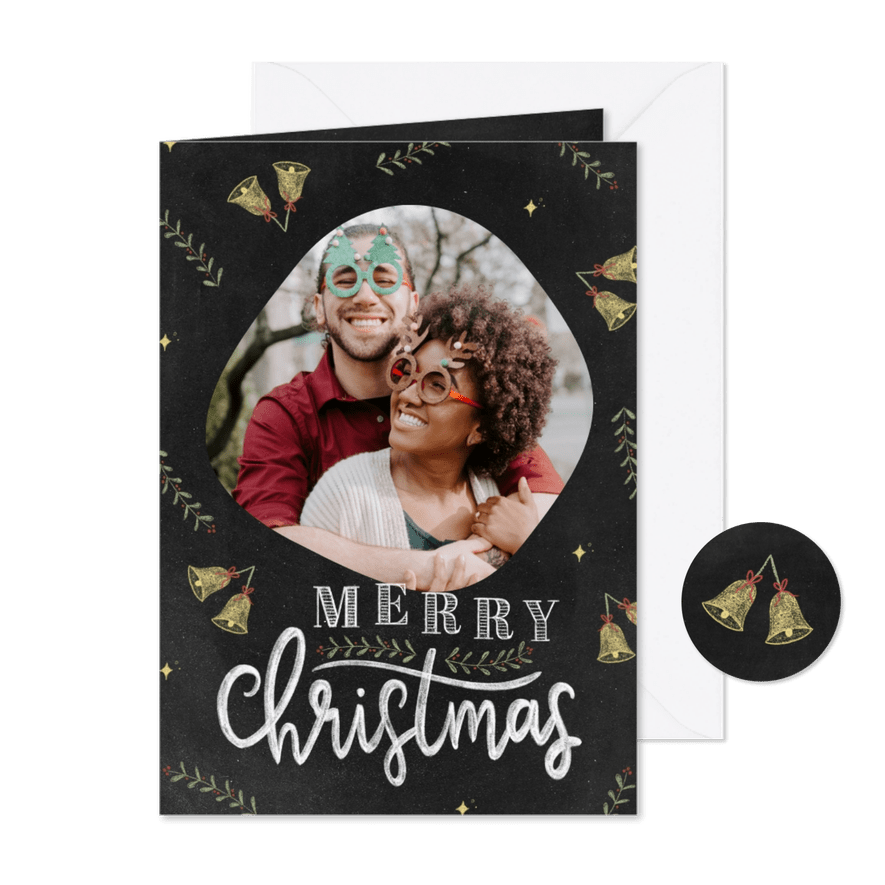 Kerstkaart krijtbord kerstpatroon met foto - Kaartimpressie