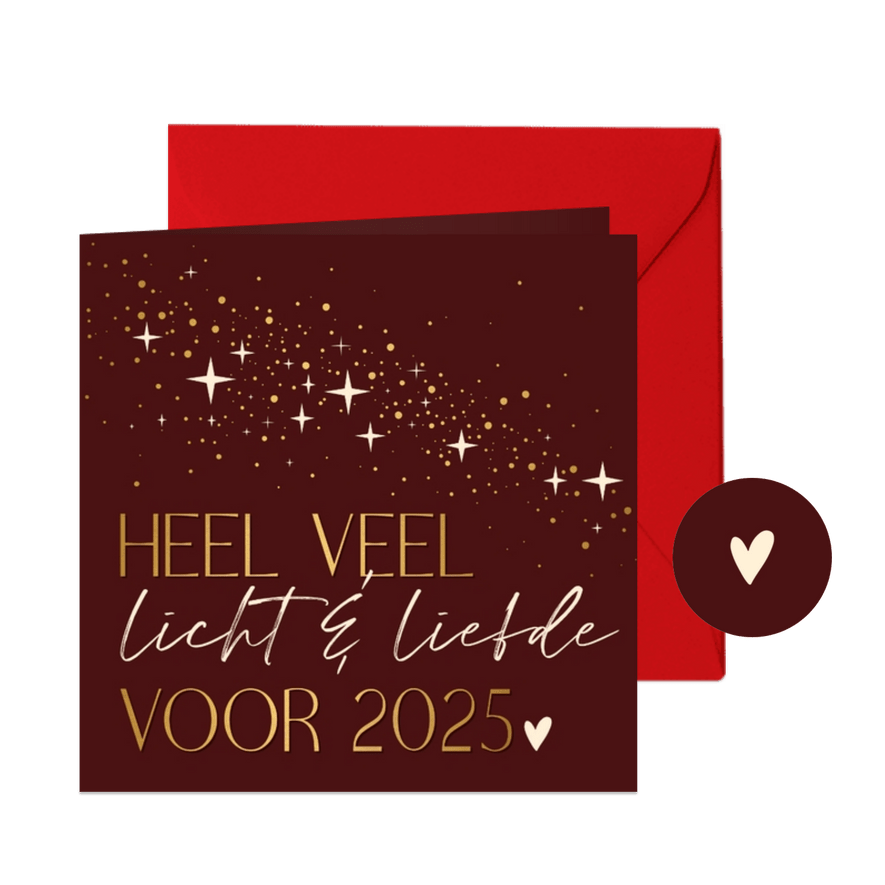 Kerstkaart KWF heel veel licht en liefde voor 2025 - Kaartimpressie