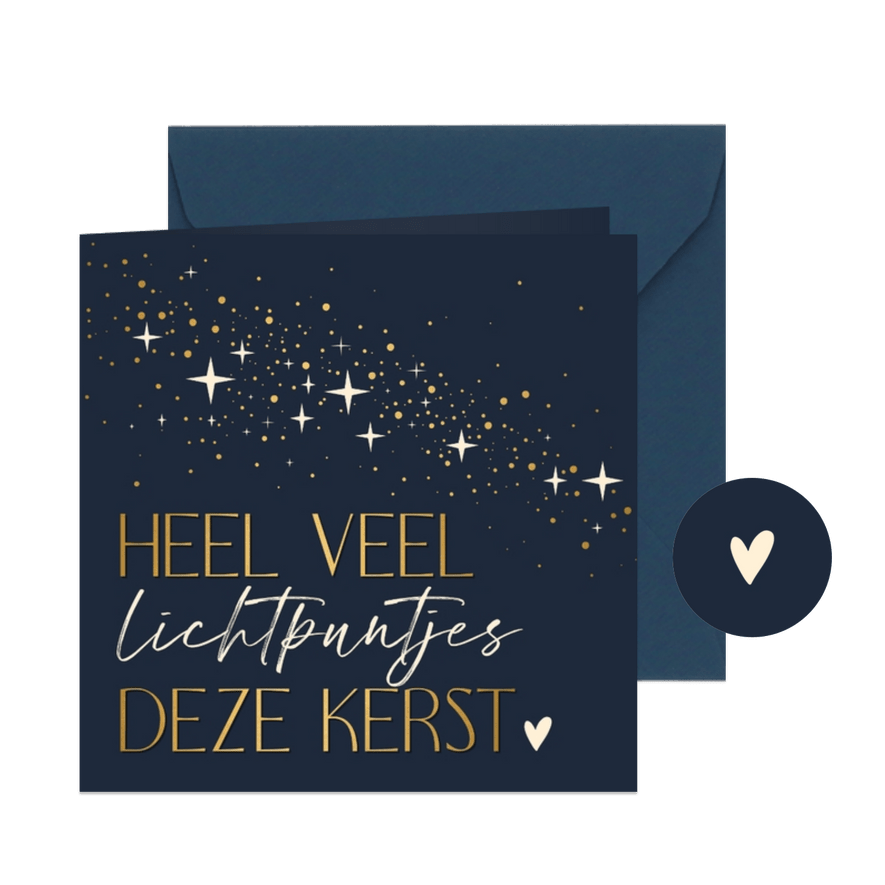 Kerstkaart KWF heel veel lichtpuntjes deze kerst - Kaartimpressie