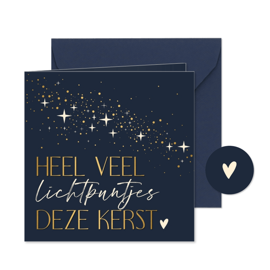 Kerstkaart KWF heel veel lichtpuntjes deze kerst - Kaartimpressie
