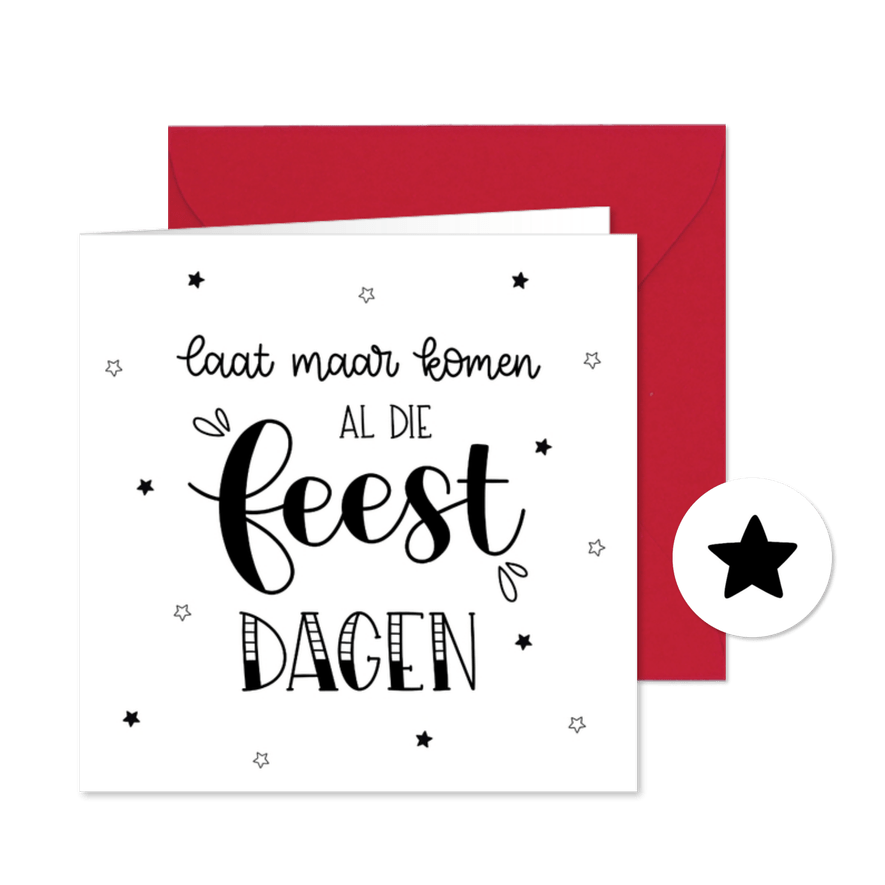 Kerstkaart 'Laat maar komen al die feest dagen' - Kaartimpressie