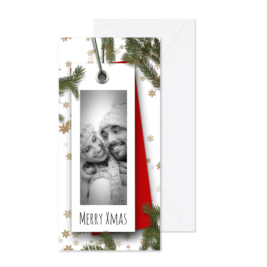 Kerstkaart label en kersttakken - Kaartimpressie