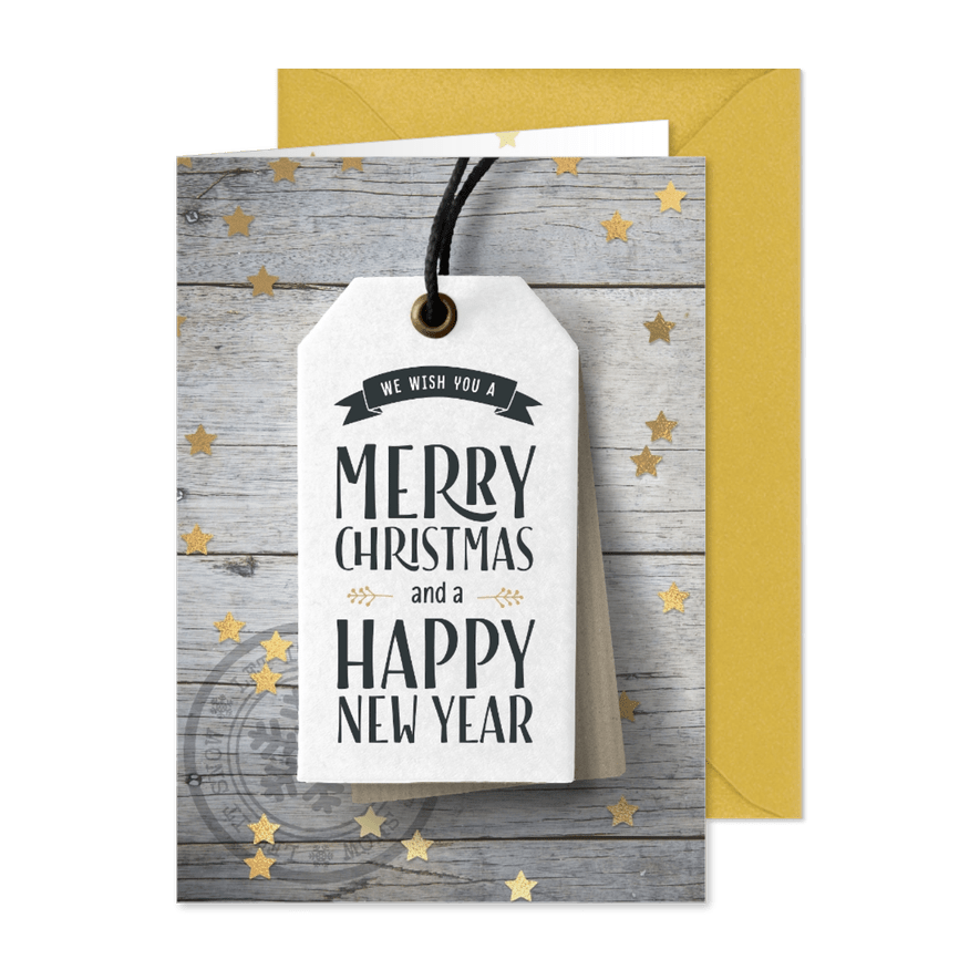 Kerstkaart label sterren - Kaartimpressie