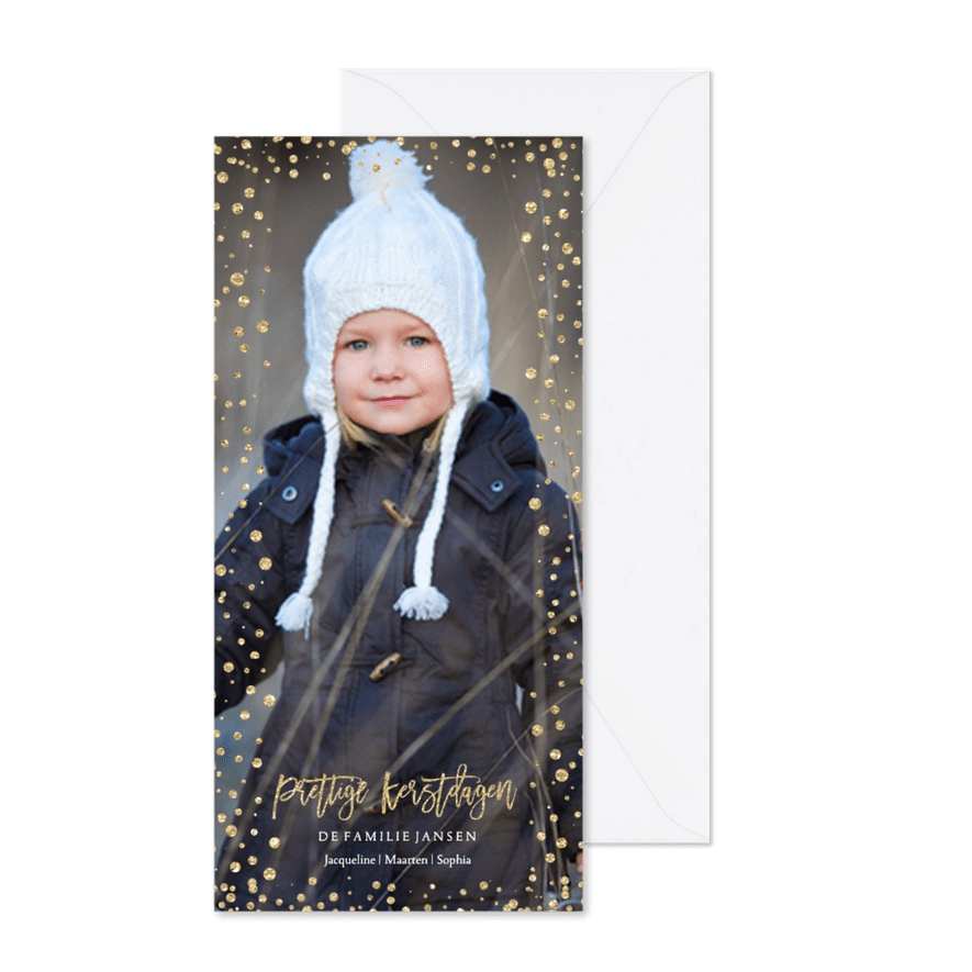 Kerstkaart lang confetti rand - Kaartimpressie