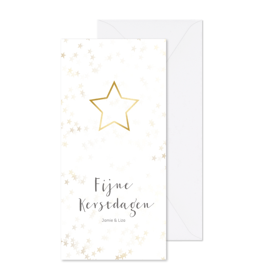 Kerstkaart langwerpig kerstster van goud - Een gouden kerst - Kaartimpressie