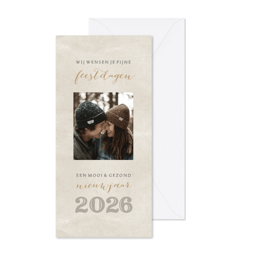 Kerstkaart langwerpig oud papier foto - Kaartimpressie