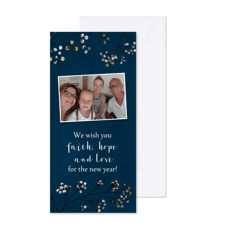 Kerstkaart langwerpig watercolor, met foto - Kaartimpressie