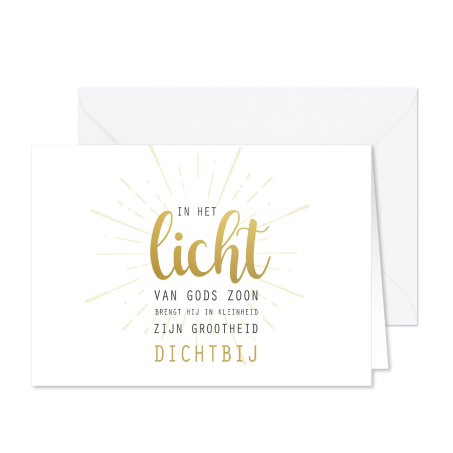 Kerstkaart licht goud - Kaartimpressie