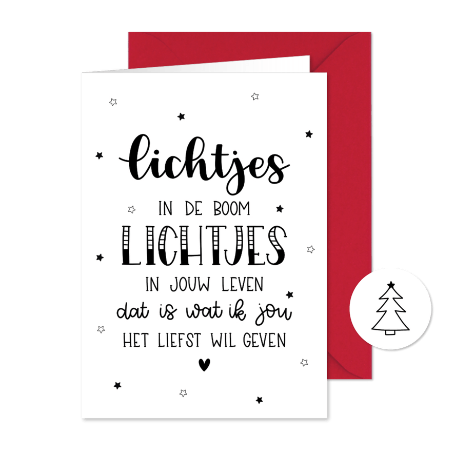 Kerstkaart lichtjes in de boom - Kaartimpressie