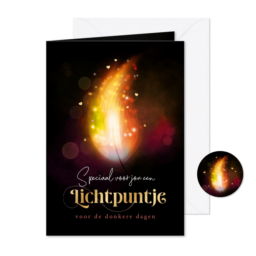 Kerstkaart lichtpuntje vlammetje sprankelend sterkte - Kaartimpressie