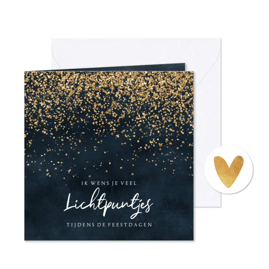 Kerstkaart lichtpuntjes goud moeilijke tijd - Kaartimpressie