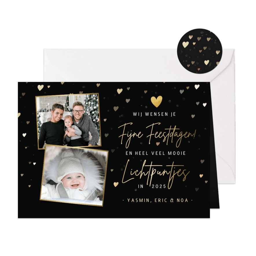 Kerstkaart Lichtpuntjes - Liefdevol thema - met eigen foto's - Kaartimpressie