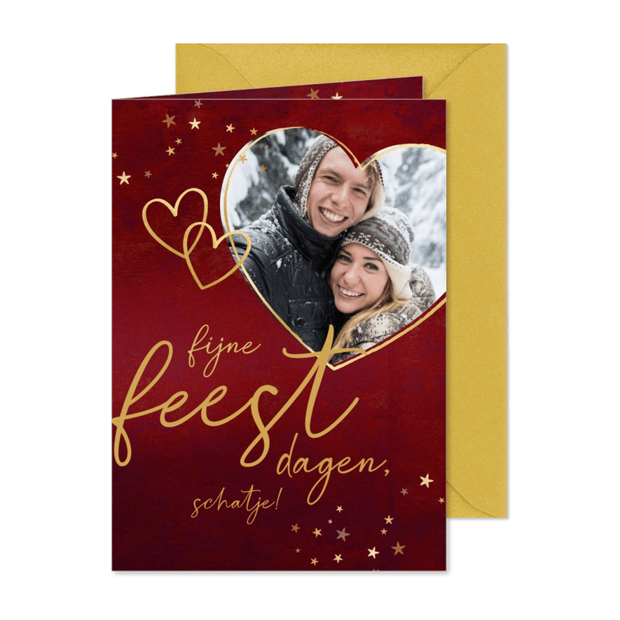 Kerstkaart liefde foto in hart - Kaartimpressie