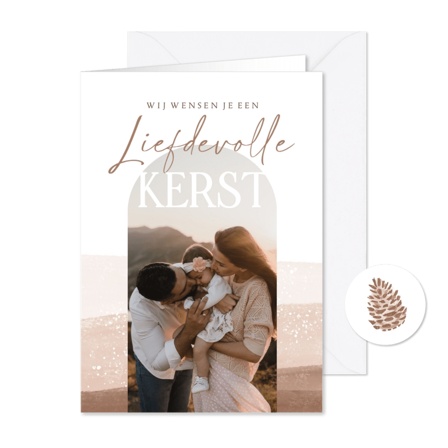 Kerstkaart liefdevolle kerst landschap waterverf sneeuw foto - Kaartimpressie