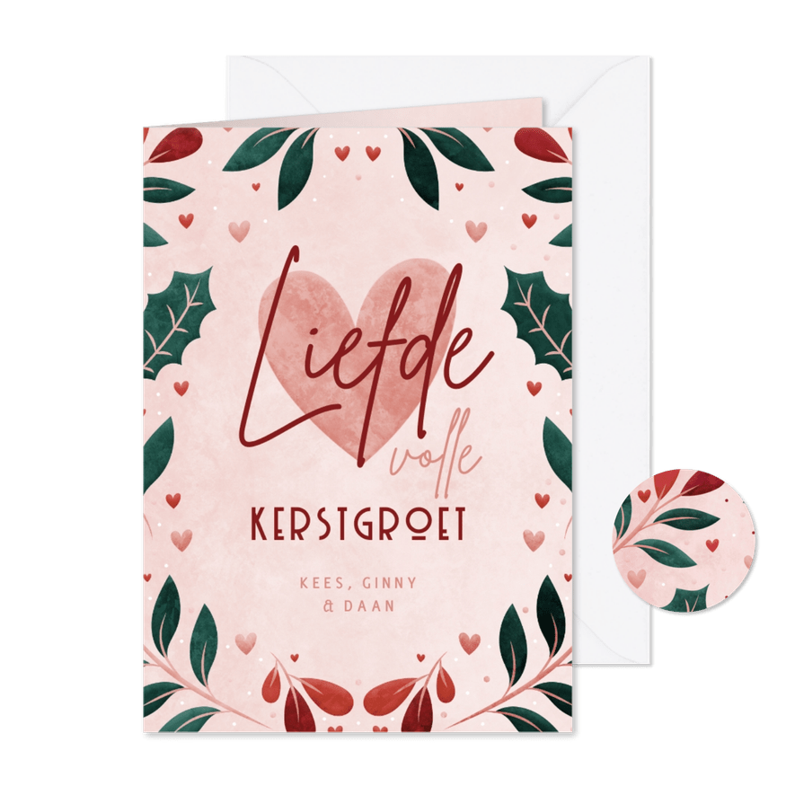 Kerstkaart LIEFDEvolle kerstgroet met vrolijk kader - Kaartimpressie