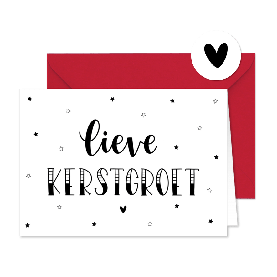 Kerstkaart lieve kerstgroet sterren - Kaartimpressie