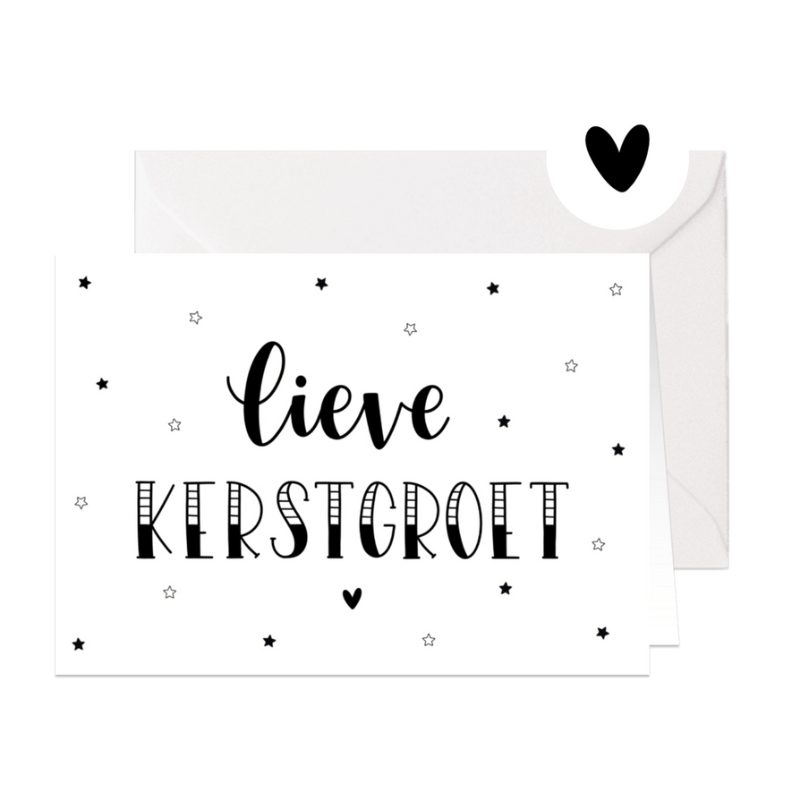 Kerstkaart lieve kerstgroet sterren - Kaartimpressie