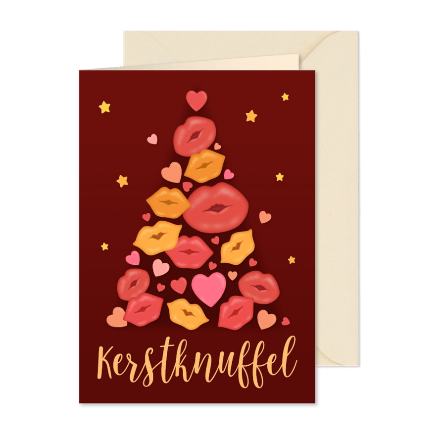 Kerstkaart lieve knuffel kerstboom - Kaartimpressie