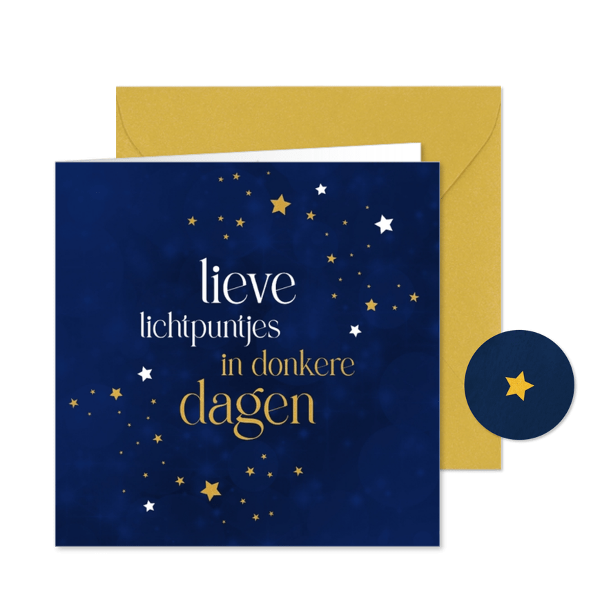 Kerstkaart Lieve lichtpuntjes in donkere dagen - Kaartimpressie