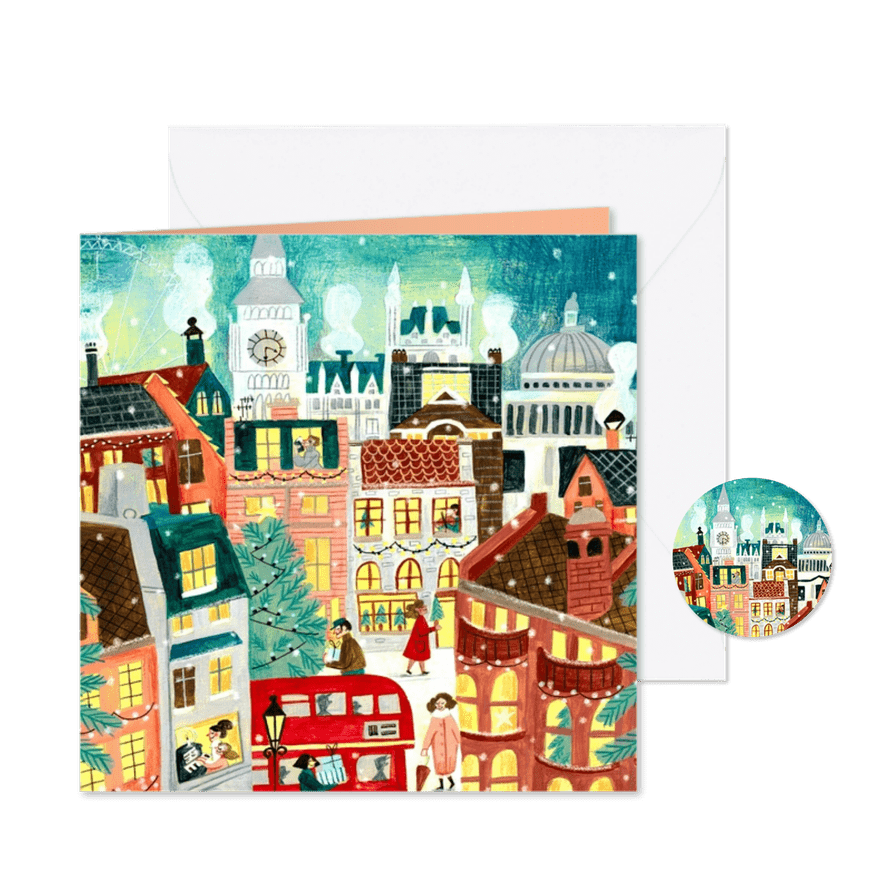 Kerstkaart Londen in de sneeuw - Kaartimpressie