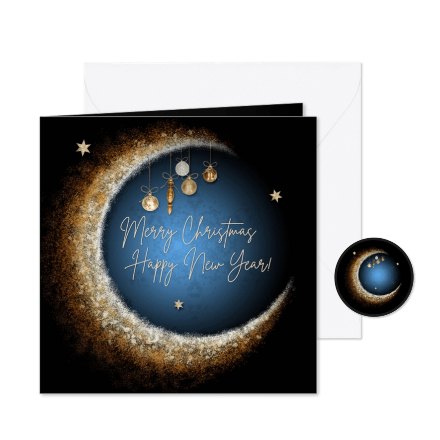 Kerstkaart maan en sterren - Kaartimpressie