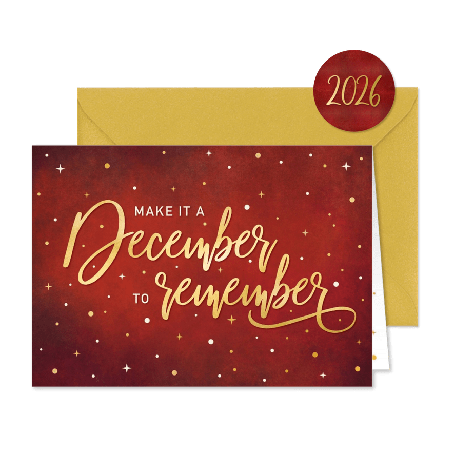 Kerstkaart make it a December to remember zakelijk - Kaartimpressie
