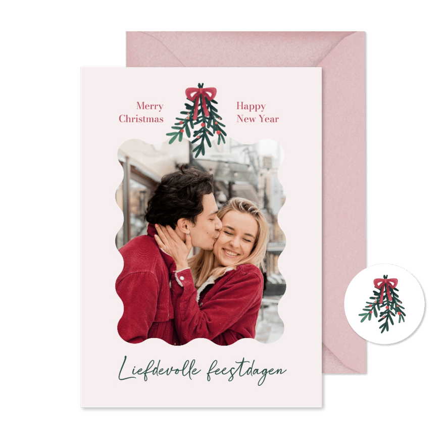 Kerstkaart maretak foto liefdevolle feestdagen kerst - Kaartimpressie
