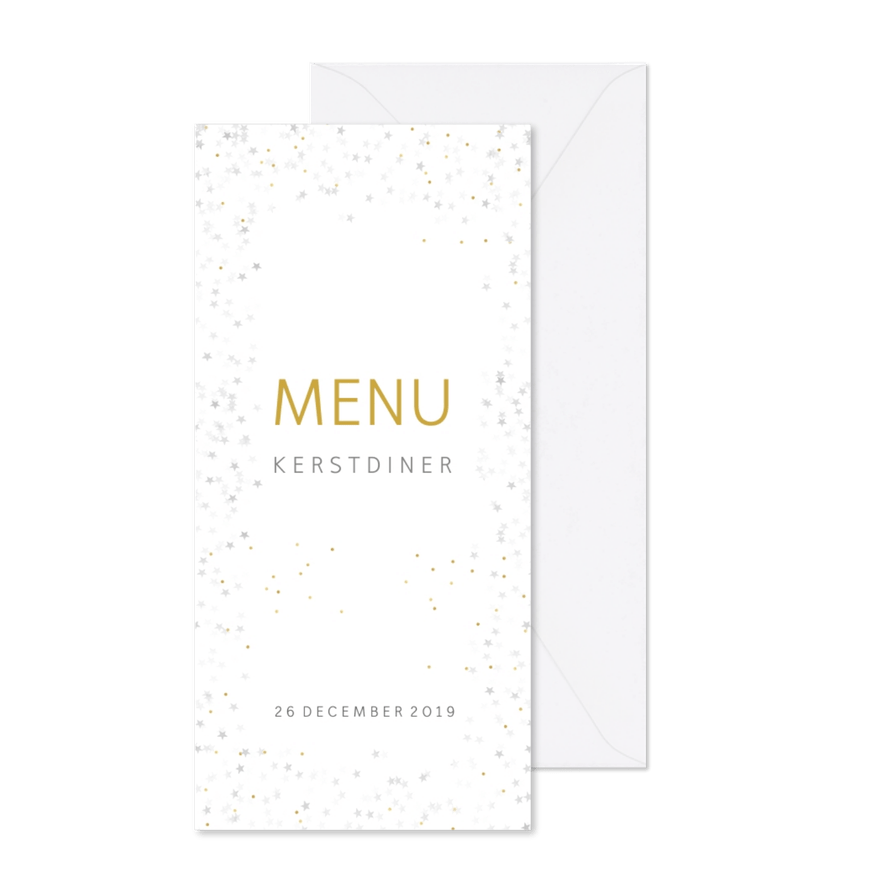 Kerstkaart menukaart voor een sfeervol kerstdiner - Kaartimpressie