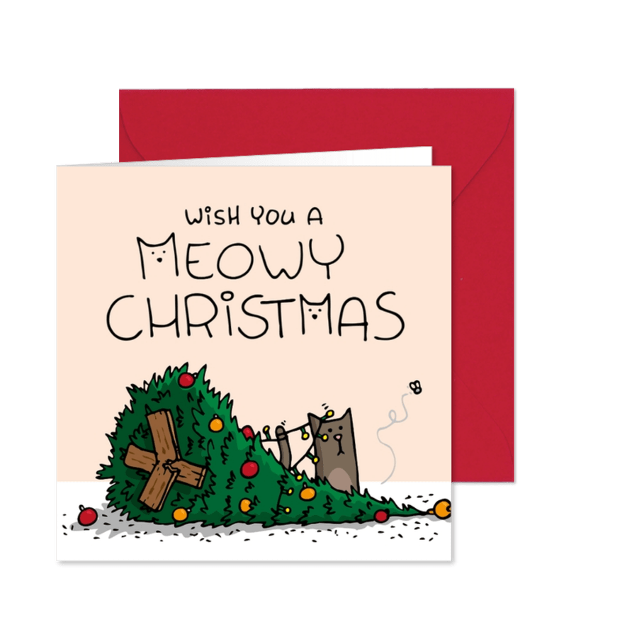 Kerstkaart Meowy Christmas - Kaartimpressie